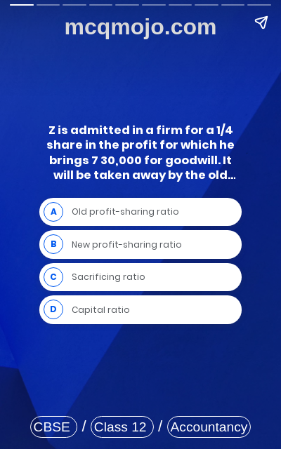 /web-stories/cbse-mcq-questions-for-class-12-accountancy-reconstitution-of-partnership-firm-admission-of-a-partner-quiz-4/