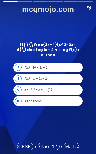 /web-stories/cbse-mcq-questions-for-class-12-maths-integrals-quiz-6/